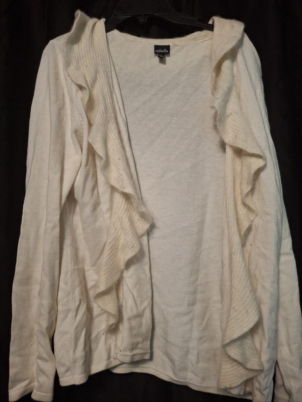 Rafaella Cream Ruffle-Front Cardigan